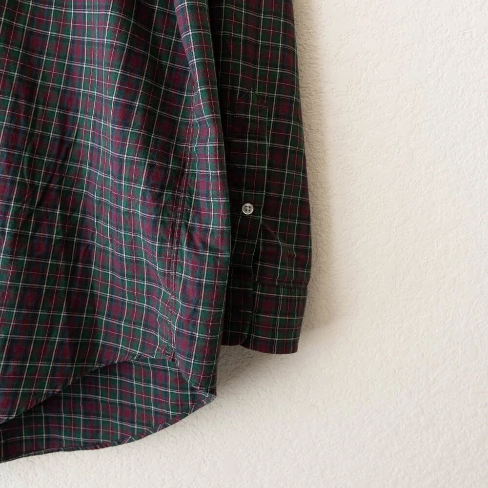 Ralph Lauren Mens Large Plaid Button Down Shirt Classic Fit Red Green - Picture 4 of 9